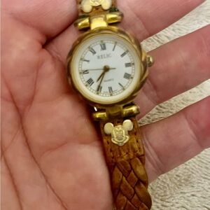 Relic Brown Braided Strap with Gold Accents